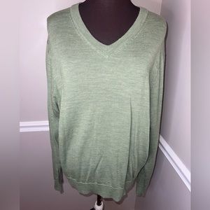 Gap Merino Wool Mens V Neck Green Sweater‎ XL